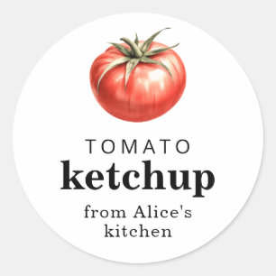 Adesivo Redondo Rótulo de comida caseira de ketchup de tomate