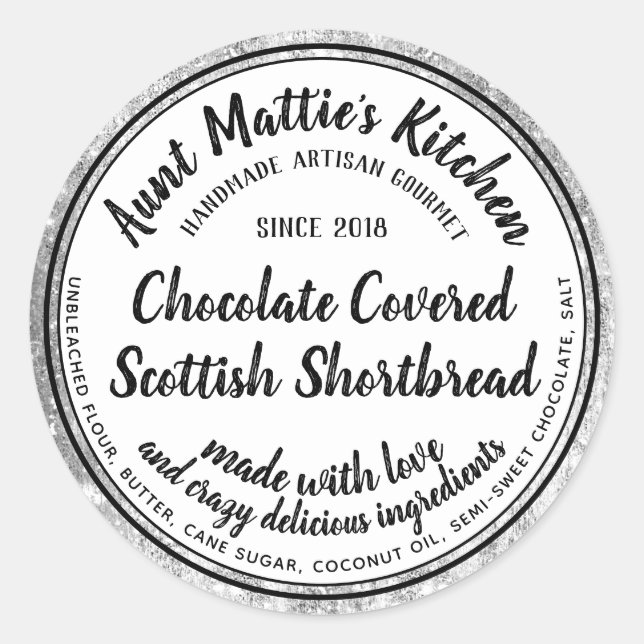 Adesivo Redondo Rótulo de Comida de Ingredientes Artisan Gourmet (Frente)