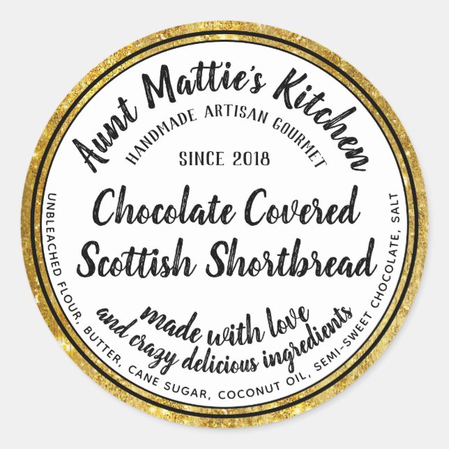 Adesivo Redondo Rótulo de Comida de Ingredientes Artisan Gourmet D (Frente)