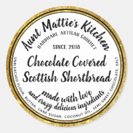 Adesivo Redondo Rótulo de Comida de Ingredientes Artisan Gourmet D