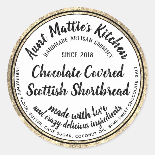 Adesivo Redondo Rótulo de Comida de Ingredientes Artisan Gourmet D (Frente)