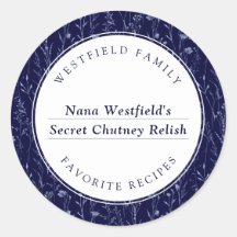 Rótulo de Comida de Receitas da Família Dusty Blue