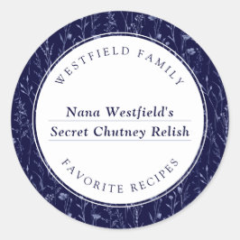 Adesivo Redondo Rótulo de Comida de Receitas da Família Dusty Blue