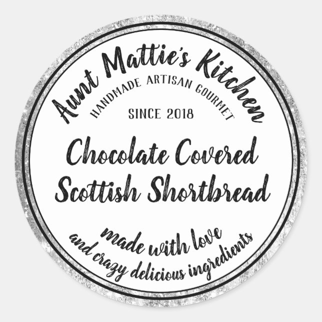 Adesivo Redondo Rótulo de Comida Gourmet artesanal (Frente)