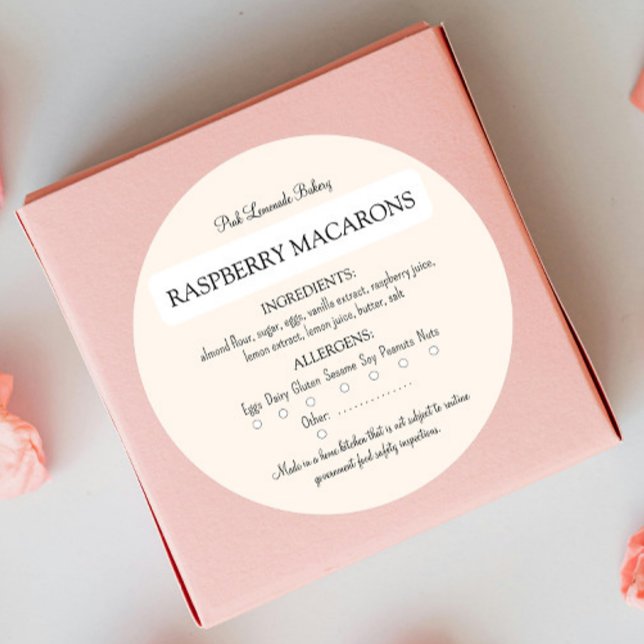 Adesivo Redondo Rótulo de Comida Ingrediente e Alergênio (Criador carregado)