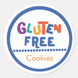 Adesivo Redondo Rótulo de comida sem glúten colorido