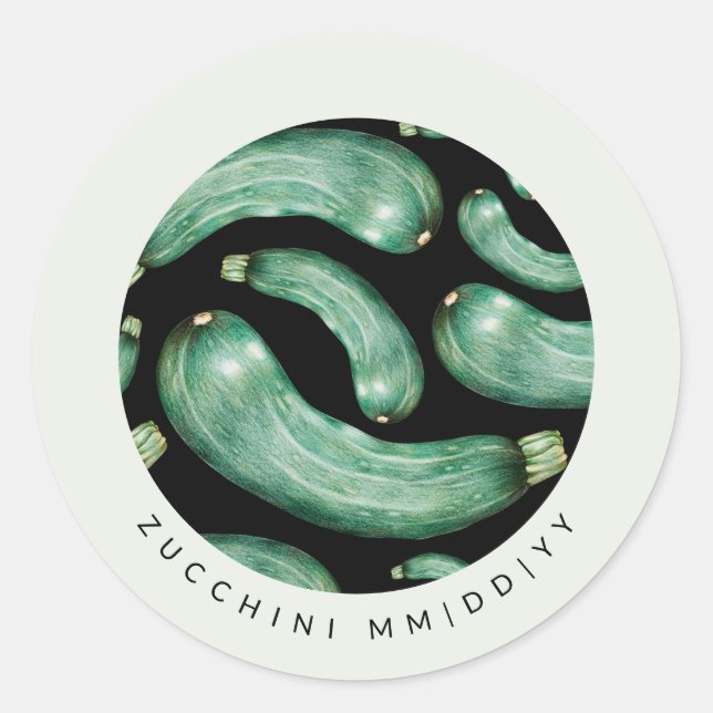 Adesivo Redondo Rótulo de Conserva | Data | Padrão de Abobrinha (Frente)