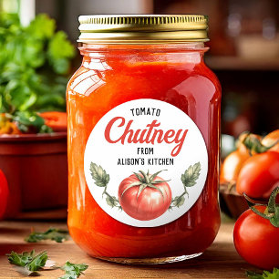 Adesivo Redondo Rótulo de Conserva de Chutney de Tomate Personaliz