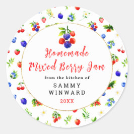 Adesivo Redondo Rótulo de Conserva de Frutas Vermelhas Caseira