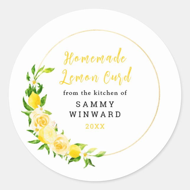 Adesivo Redondo Rótulo de Conserva de Limão Caseiro (Frente)