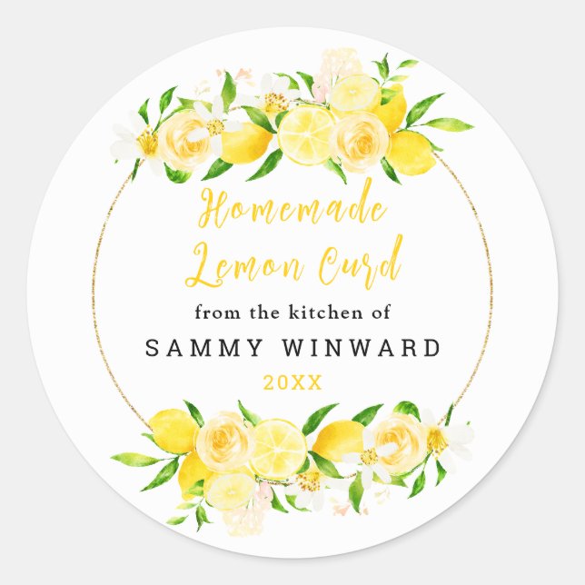 Adesivo Redondo Rótulo de Conserva de Limão Caseiro (Frente)
