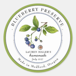 Adesivo Redondo rótulo de conserva de mirtilo Vintage Blueberry Ja