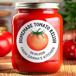 Adesivo Redondo rótulo de conserva de molho de tomate com design d