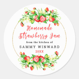Adesivo Redondo Rótulo de Conserva de Morango Caseira