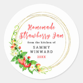 Adesivo Redondo Rótulo de Conserva de Morango Caseira