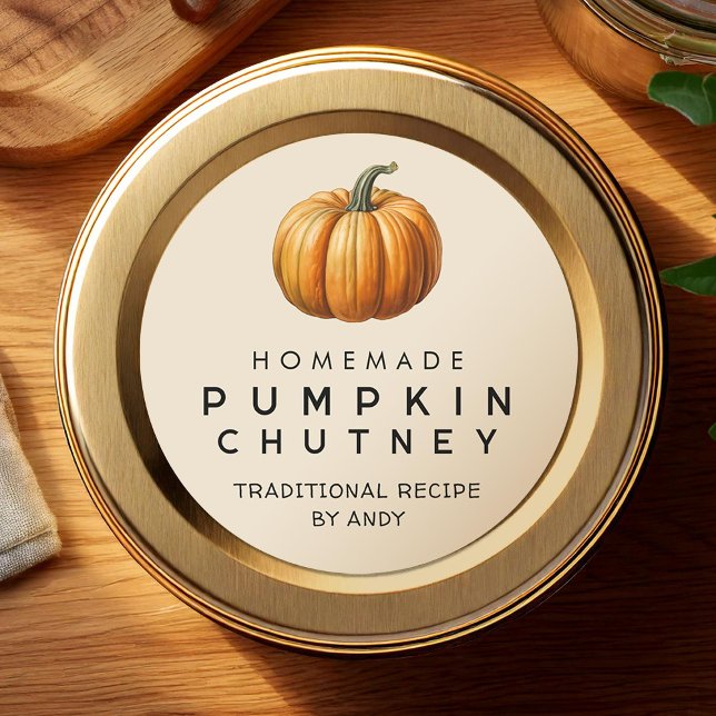 Adesivo Redondo Rótulo de conserva de receita caseira de chutney d (Criador carregado)