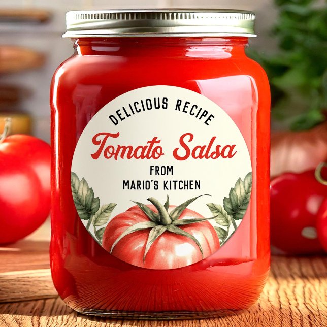 Adesivo Redondo Rótulo de conserva de Salsa de Tomate caseira em e (Criador carregado)