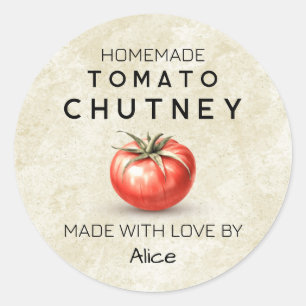 Adesivo Redondo Rótulo de conserva vintage de Chutney de Tomate