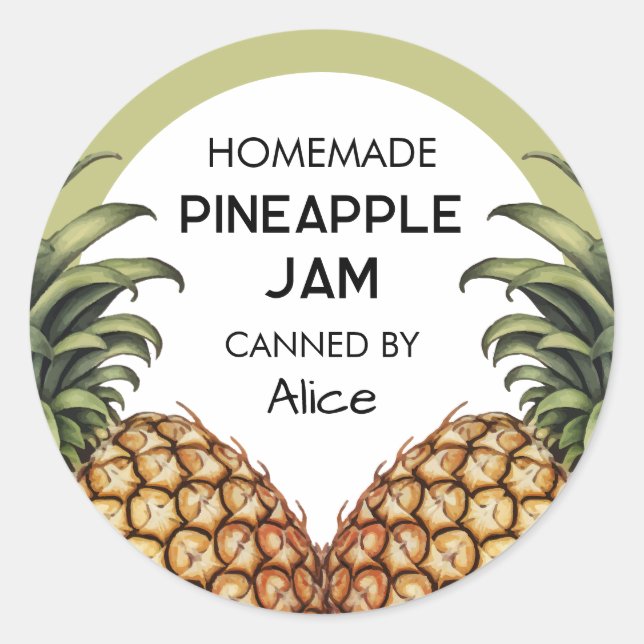 Adesivo Redondo Rótulo de conservação do doce de abacaxi (Frente)
