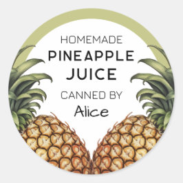 Adesivo Redondo Rótulo de conservação do sumo de abacaxi