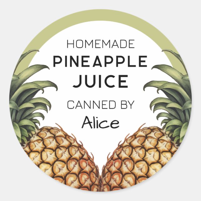 Adesivo Redondo Rótulo de conservação do sumo de abacaxi (Frente)