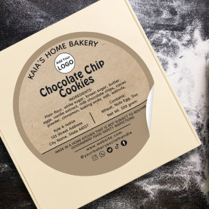 Adesivo Redondo Rótulo de Cookies com chip de chocolate