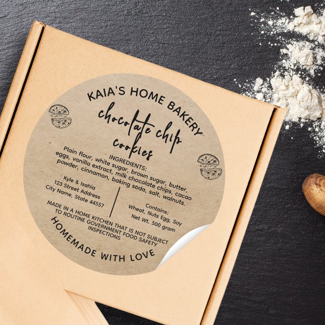 Adesivo Redondo Rótulo de Cookies com chip de chocolate russo (Criador carregado)