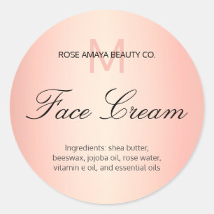 Adesivo Redondo Rótulo de Cuidados com a Pele Creme Facial Monogra