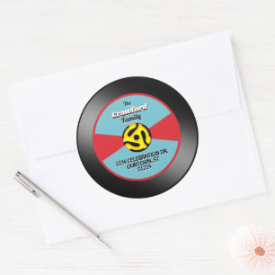 Adesivo Redondo Rótulo de Disco de Vinil 45 Endereço da Família