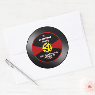 Adesivo Redondo Rótulo de Disco de Vinil 45 Endereço da Família