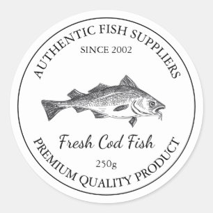 Adesivo Redondo Rótulo de Embalagem de Peixes de Bacalhau Frescos