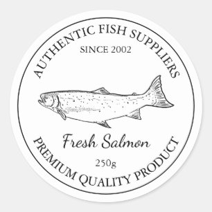 Adesivo Redondo Rótulo de Embalagem de Peixes de Salmão Fresco