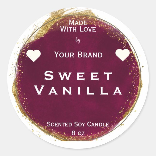 Adesivo Redondo Rótulo De Embalagem De Produtos Com Amor (Frente)