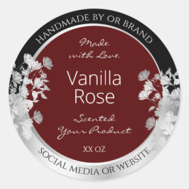 Adesivo Redondo Rótulo de embalagem do produto Floral Borgonha e P