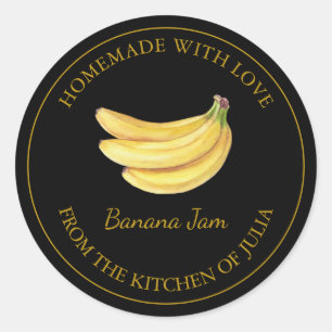 Adesivo Redondo Rótulo de emperramento de Banana do Dourado Homema