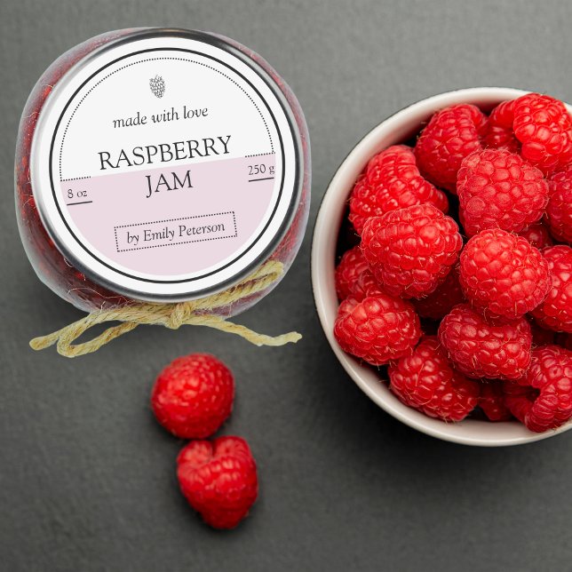 Adesivo Redondo Rótulo de Emperramento de Framboesa (raspberry jam)