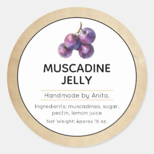 Adesivo Redondo Rótulo de Emperramento de Muscadine ou de Jura de 
