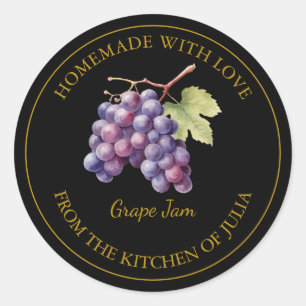 Adesivo Redondo Rótulo de Emperramento de Uvas Homemade Dourada