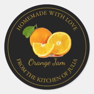 Adesivo Redondo Rótulo de Emperramento Laranja Homemade   Preto