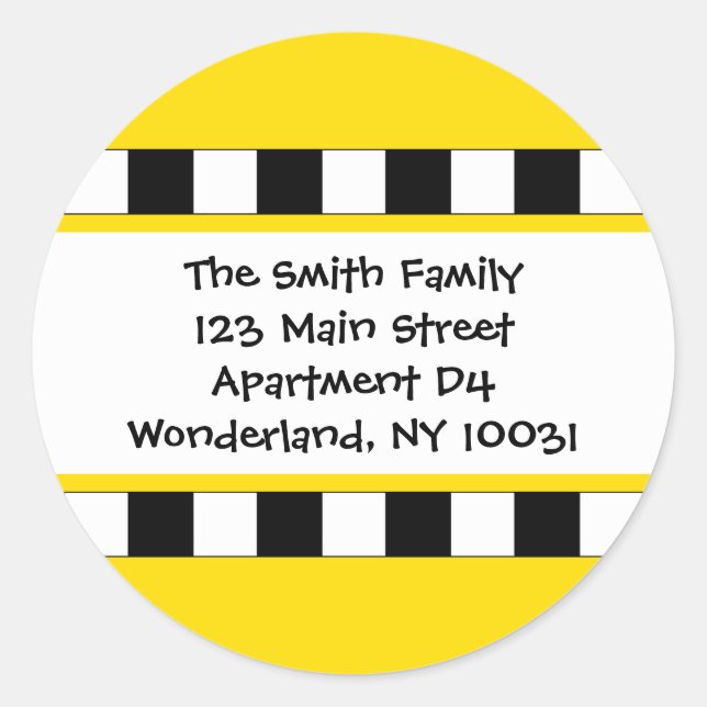 Adesivo Redondo Rótulo de Endereço Cityscape Movido (Frente)