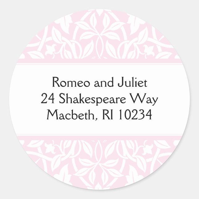 Adesivo Redondo Rótulo de Endereço da Bebê Floral - Rosa Bebê (Frente)