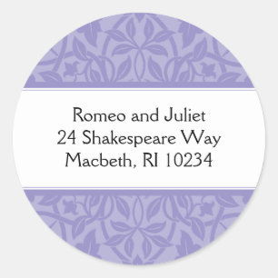 Adesivo Redondo Rótulo de Endereço da Bebê Floral - Roxo em Roxo