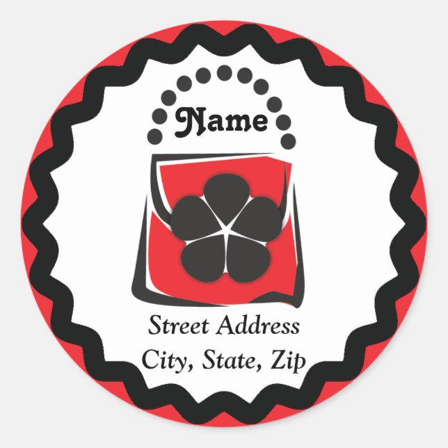 Adesivo Redondo Rótulo de endereço de bolsa (Frente)