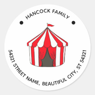 Adesivo Redondo Rótulo de Endereço de Criança Vermelha Grande Gran