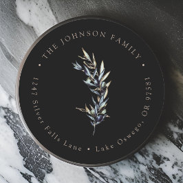 Adesivo Redondo Rótulo de Endereço de Devolução com Galho de Olive