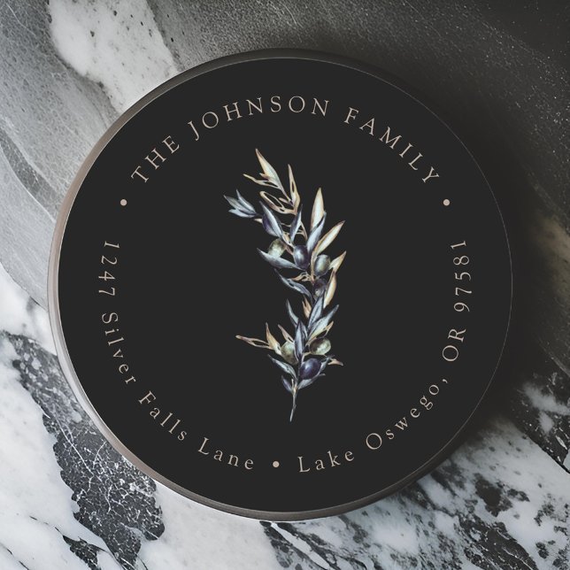 Adesivo Redondo Rótulo de Endereço de Devolução com Galho de Olive (Criador carregado)