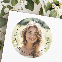 Adesivo Redondo Rótulo de endereço de devolução da graduação de fo