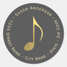 Adesivo Redondo Rótulo de Endereço de Devolução de Folha Ouro Faux