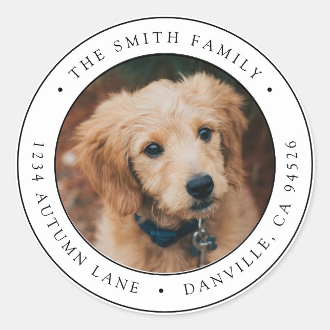 Adesivo Redondo Rótulo de Endereço de Devolução de Foto Redonda Pe (Frente)