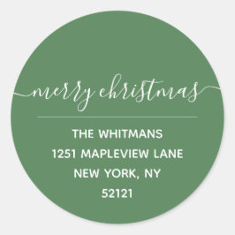 Adesivo Redondo Rótulo de Endereço de Devolução de Natal Verde